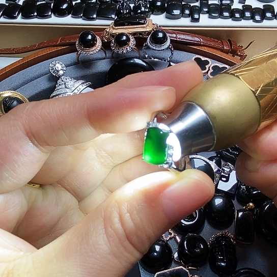 翡翠银S925镶嵌戒指