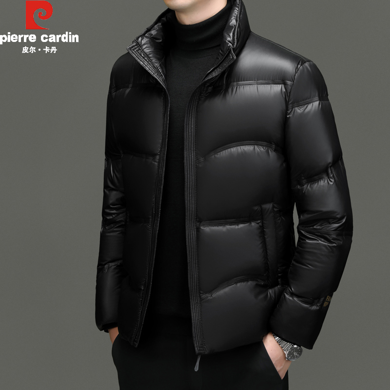 皮尔卡丹正品加厚黑金羽绒服男短款冬季加厚立领鸭绒面包保暖外套