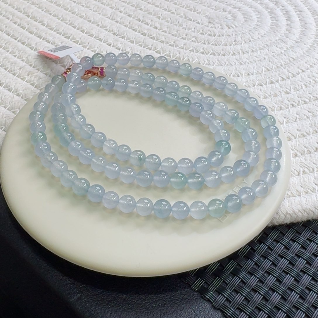 翡翠手链未镶嵌高冰梦幻多彩长串6mm