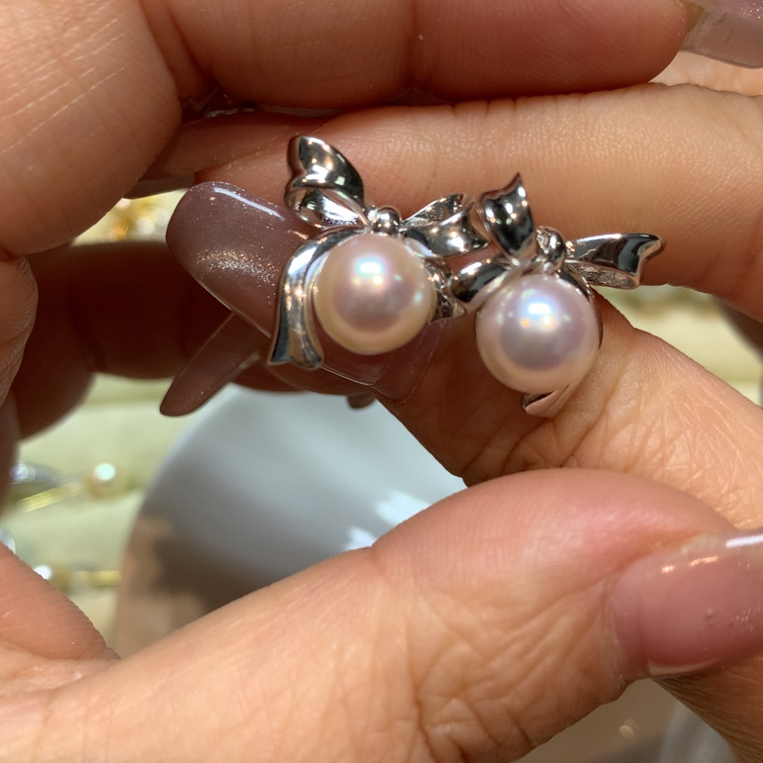 海水珍珠耳饰银S925镶嵌