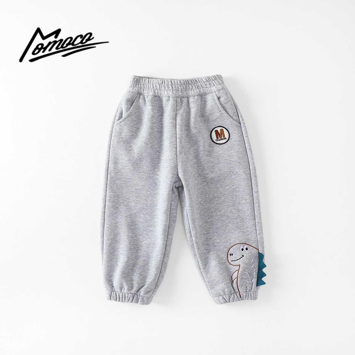 MOMOCO冬季男童恐龙童趣加绒休闲卫裤卡通裤77480358001