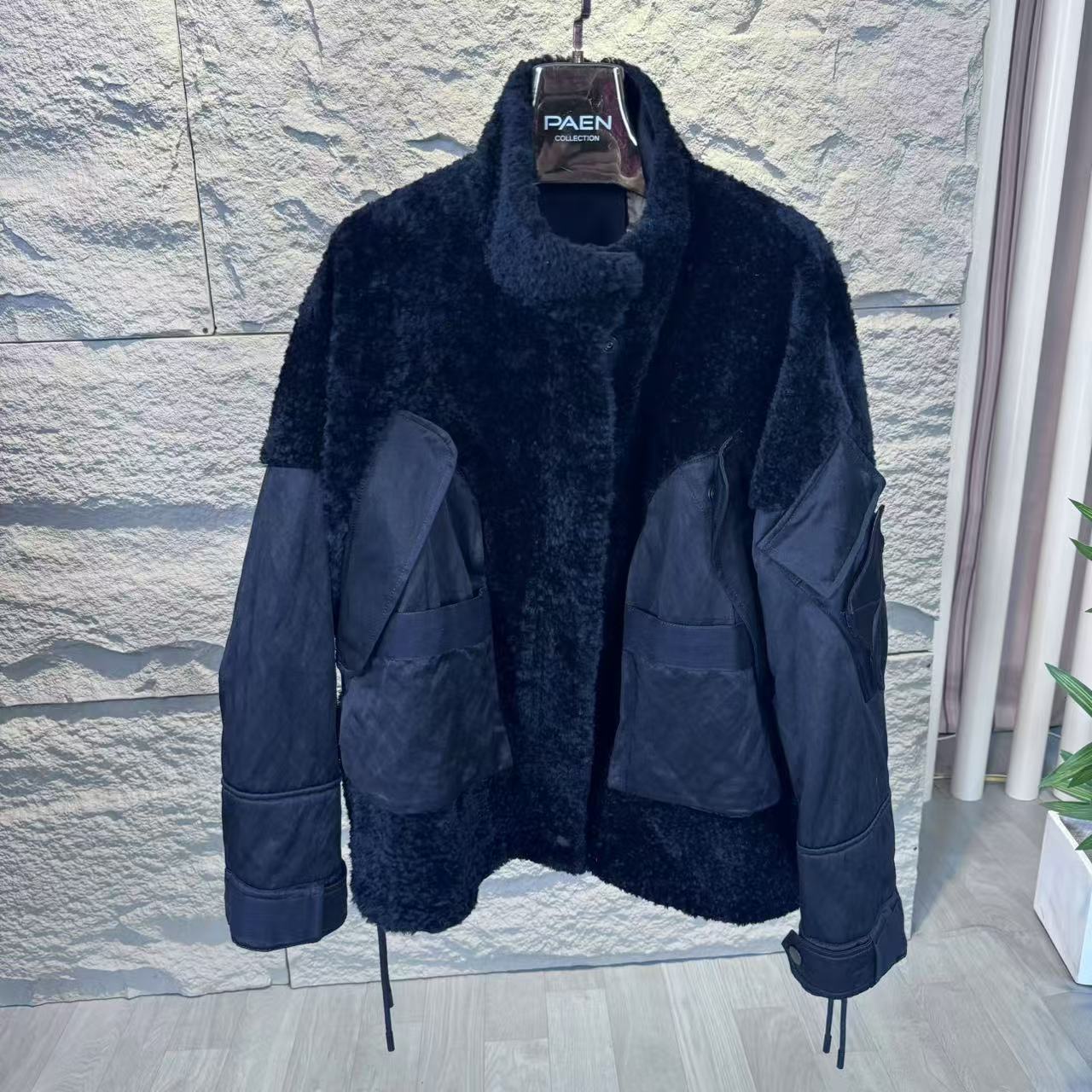 女装拉贡皮毛一体拼鹅绒短款外套