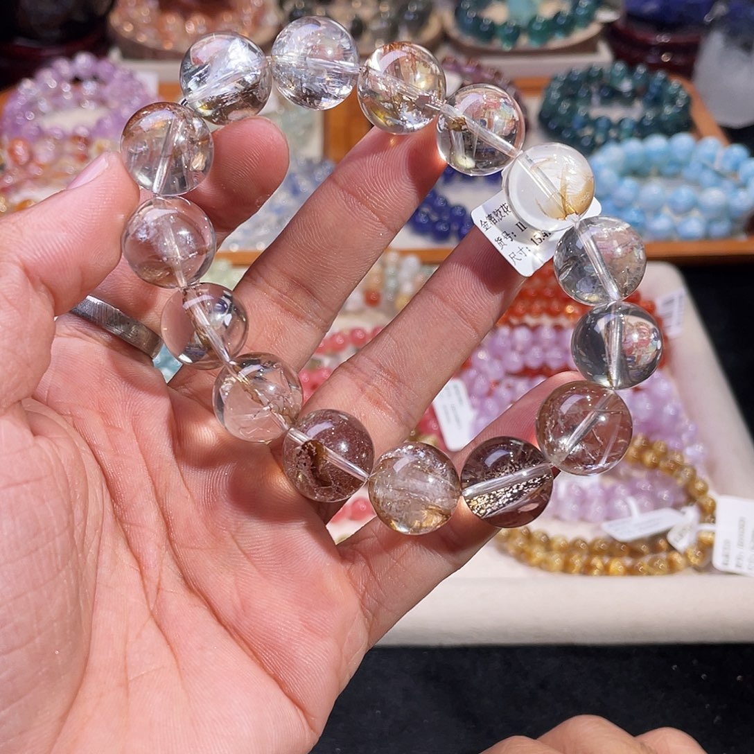 未镶嵌水晶手链金箔胶花15.4mm