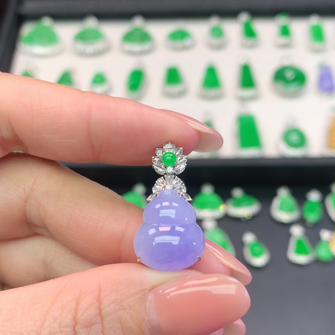 翡翠18K金镶嵌吊坠(不含链)