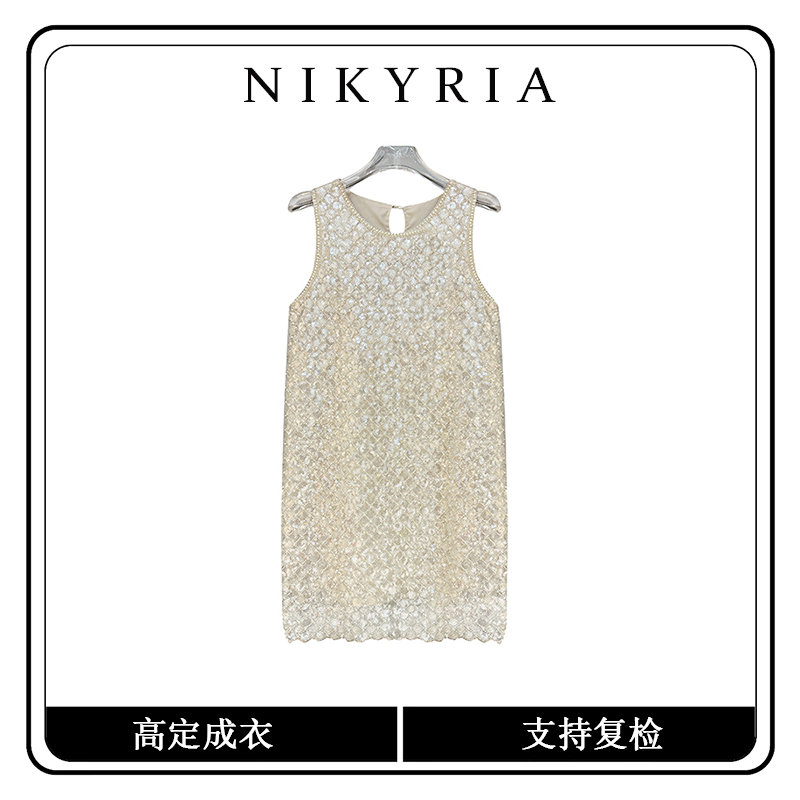 【海盐夏日】DL小香风亮片女装修身显瘦无袖连衣裙性感背心裙