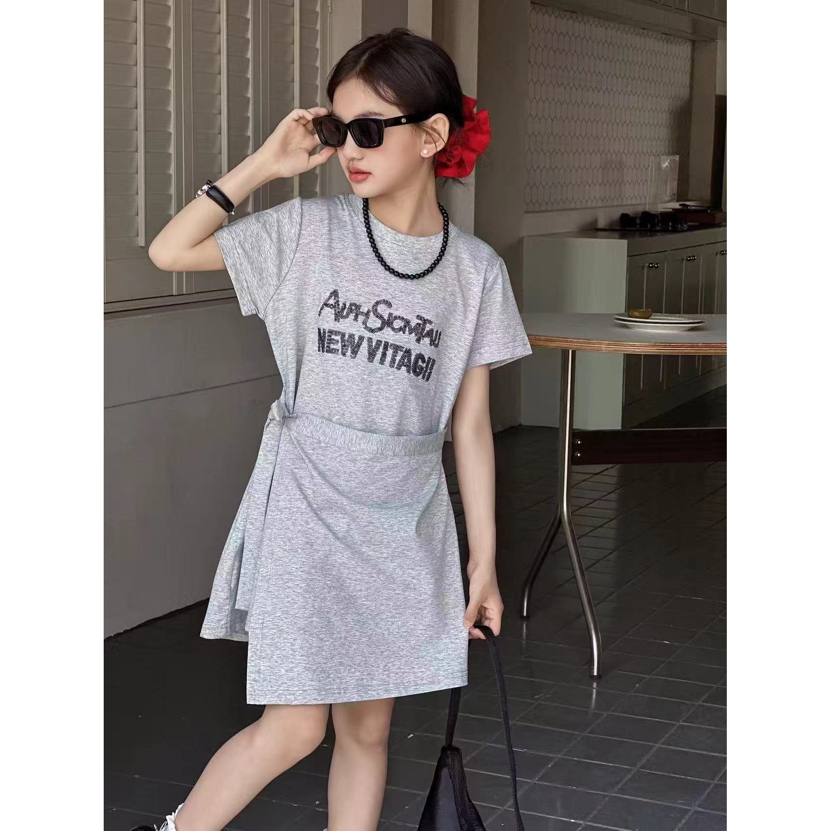 女童2025夏季新款洋气时尚假两件套B2745