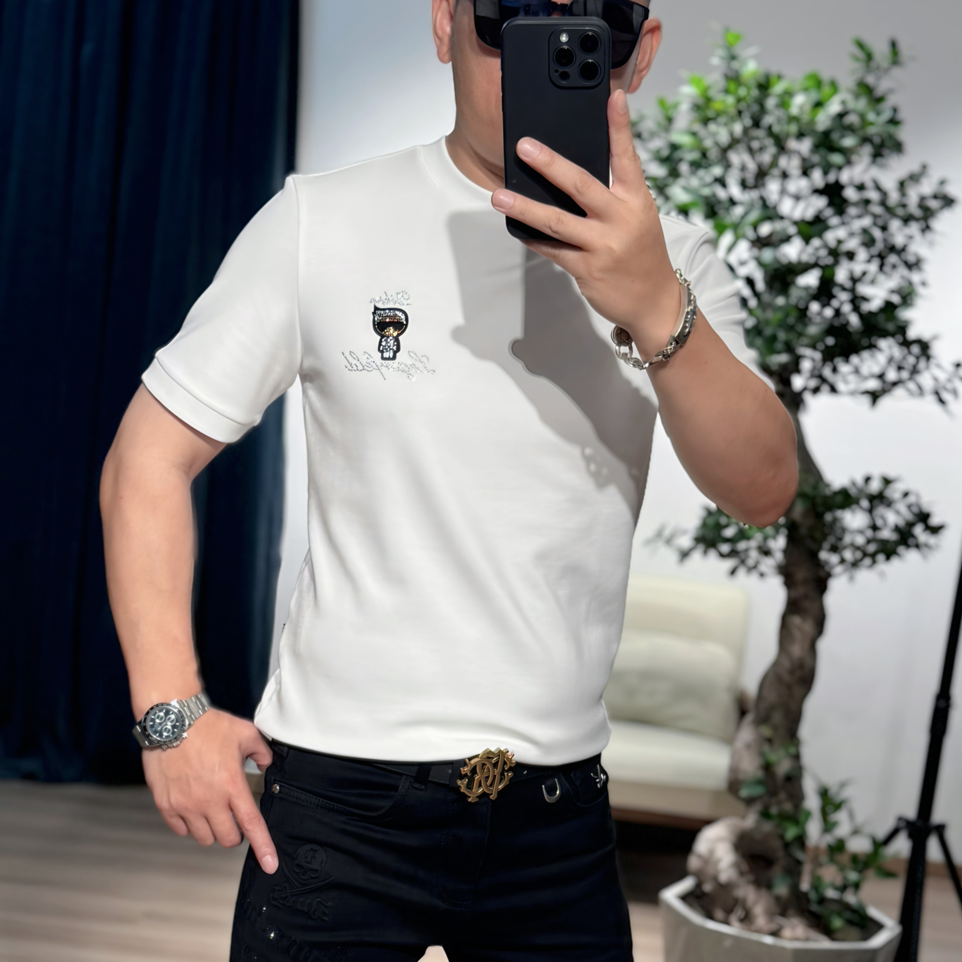 【VG轻奢】25秋冬新款高品质莫代尔棉时尚百搭加厚短袖T恤25103