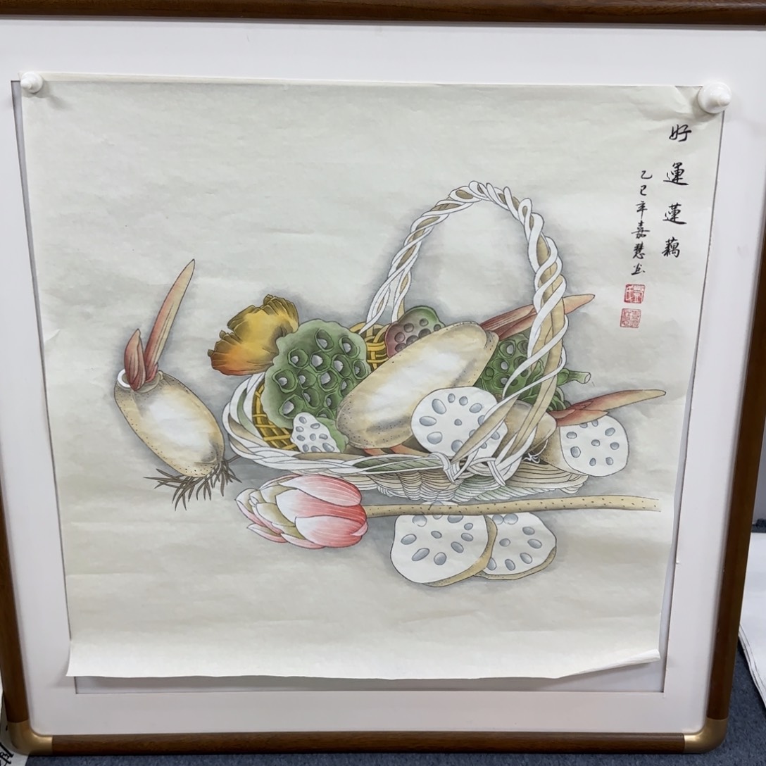 国画尺寸70X70手绘作品 