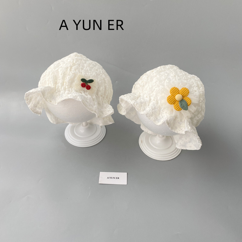 婴儿帽子春秋薄款韩系洋气女宝宝公主夏季防晒松紧渔夫太阳遮阳帽