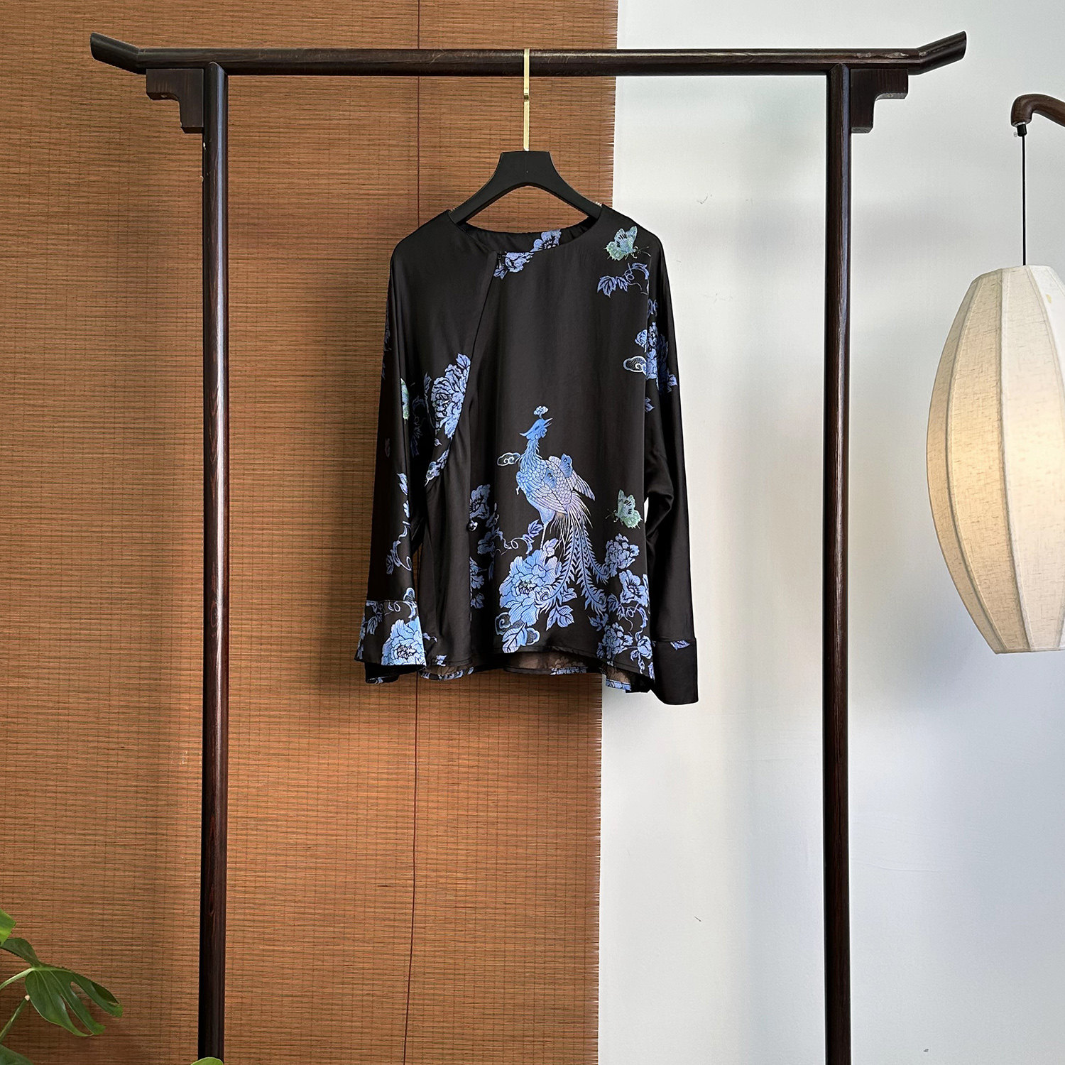 【252727】 蓝凤凰 新中式40姆米 油缎拉链上衣