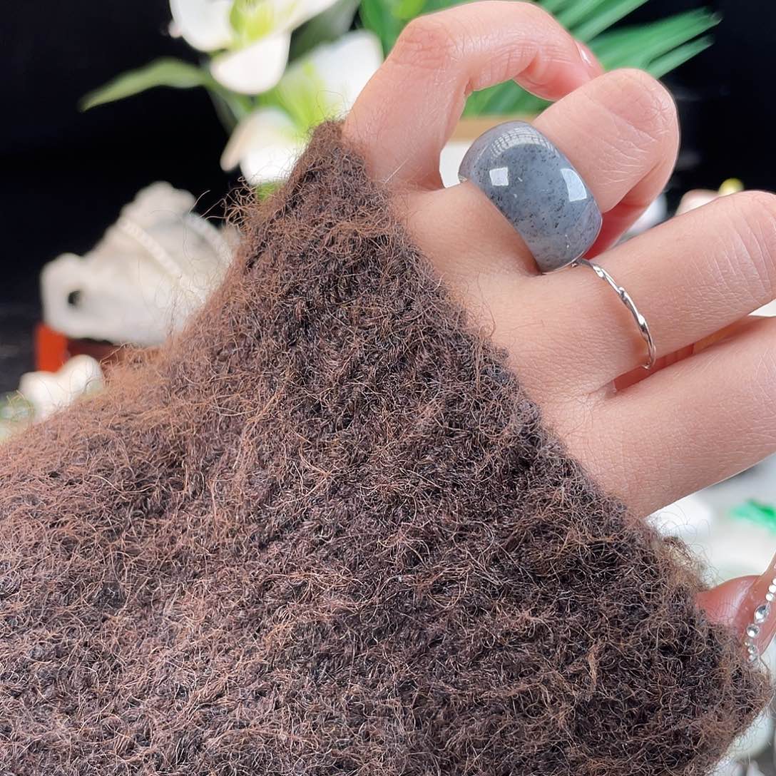 和田玉未镶嵌戒指E106青花墩墩16.6