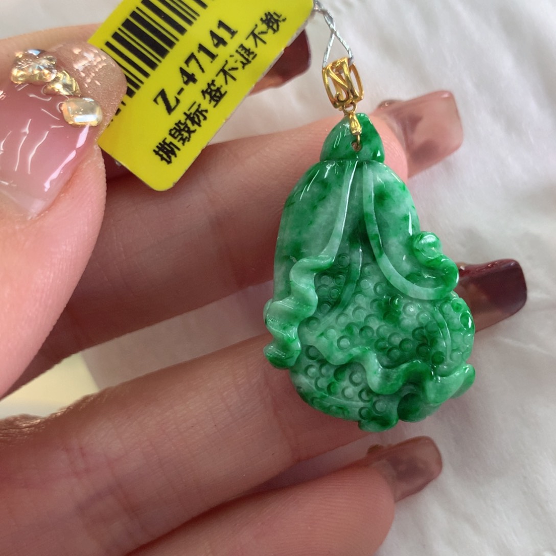 翡翠吊坠(不含链)18K金镶嵌