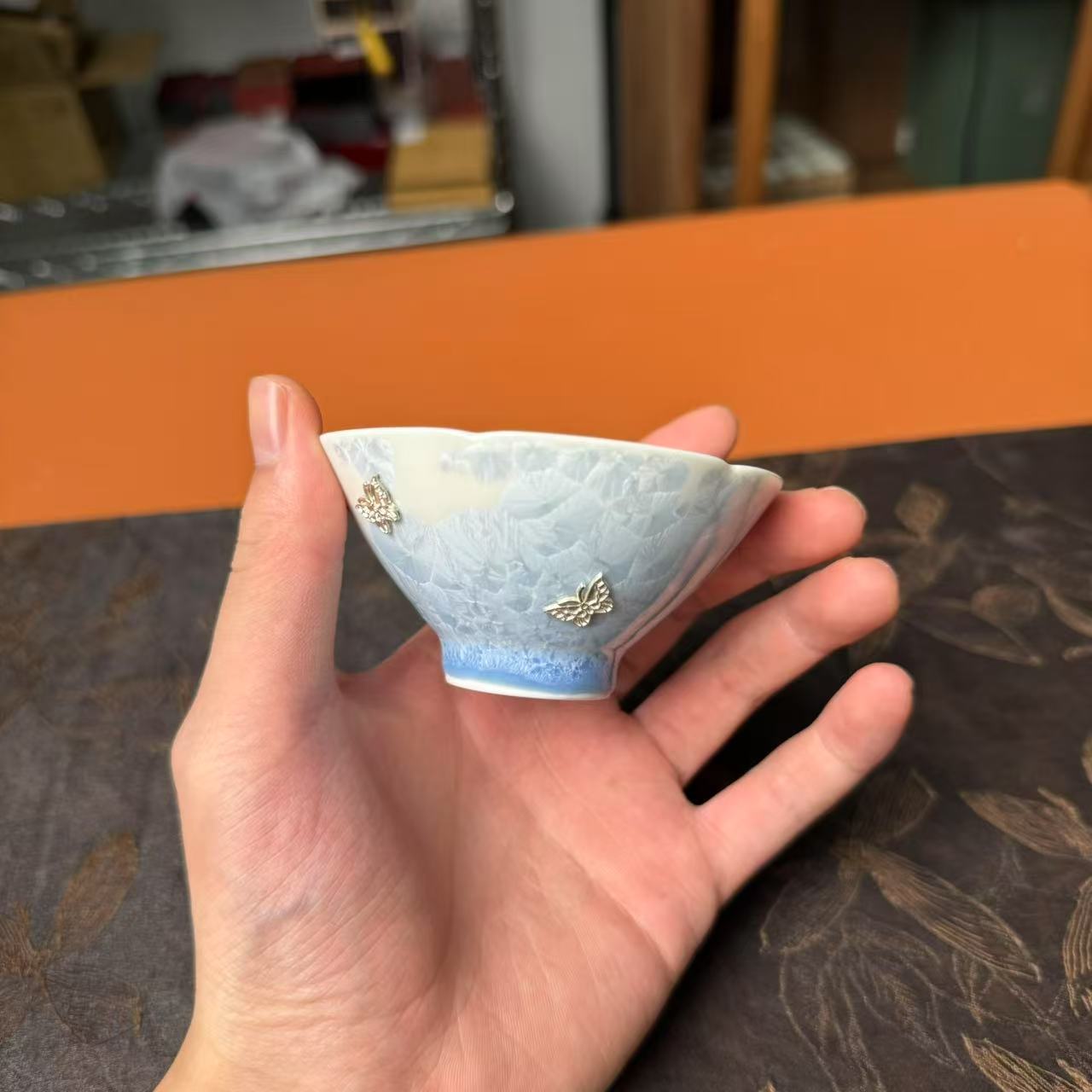 窑变结晶锯钉斗笠杯 6213