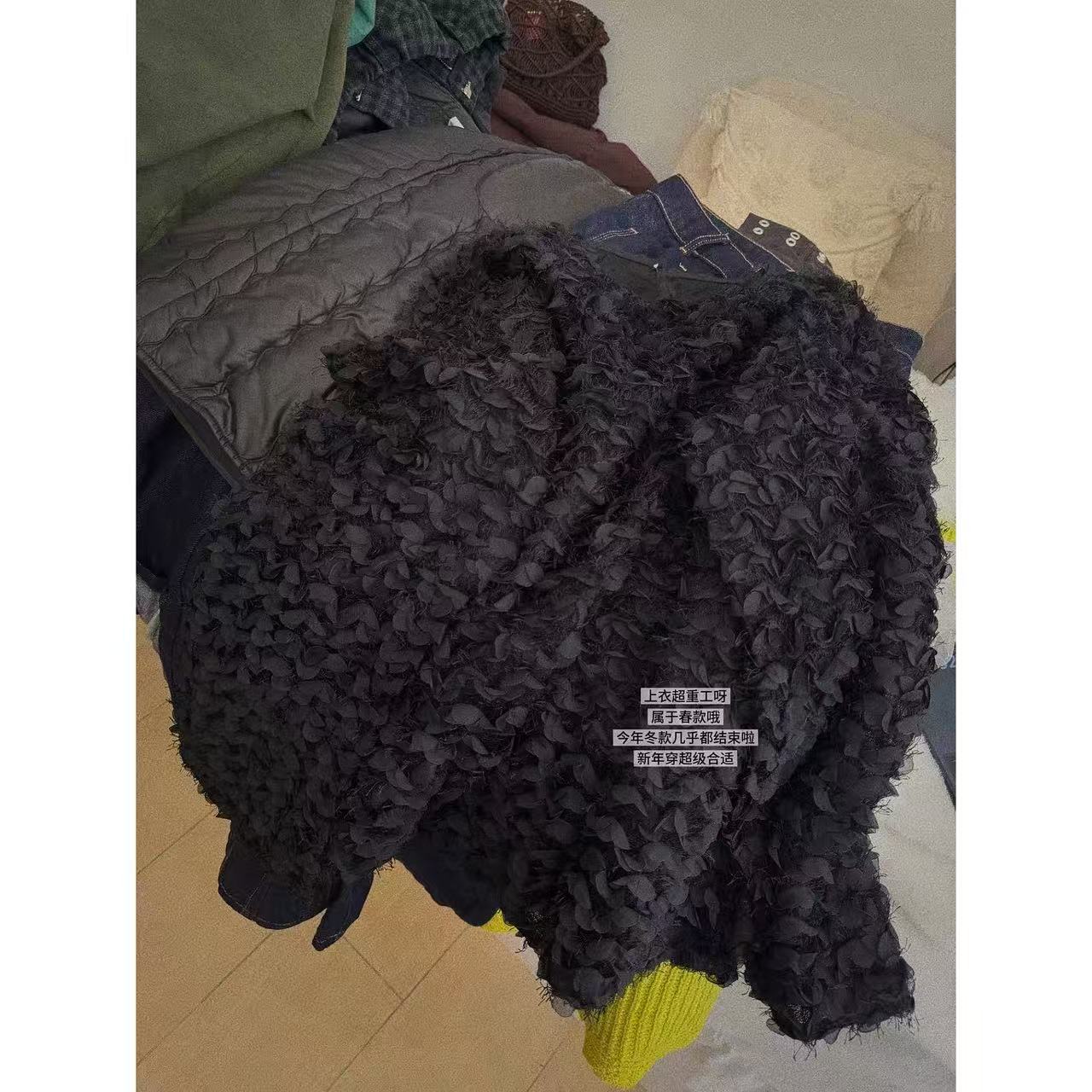 TOMATO-年款重工艺立体花艺套头韩系大版上衣#580