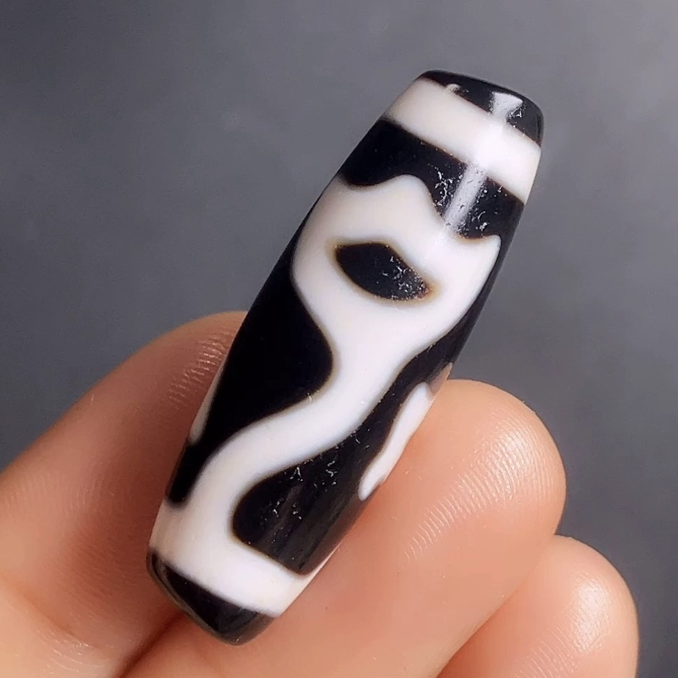 任小攀黑白手工朱砂莲花天珠天然玛瑙真品项链手串36.2x11.9