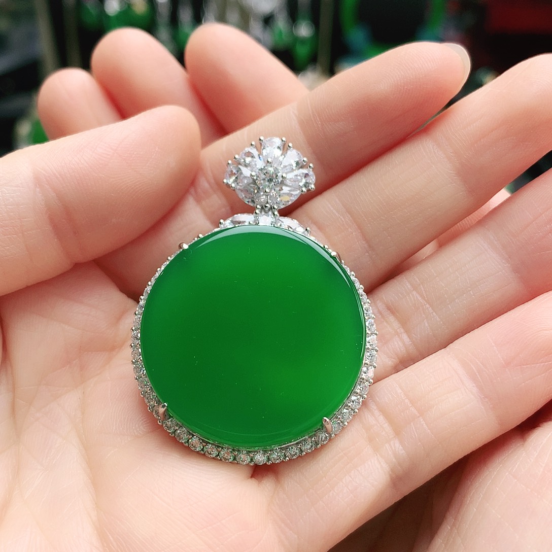 玛瑙/玉髓吊坠银S925镶嵌