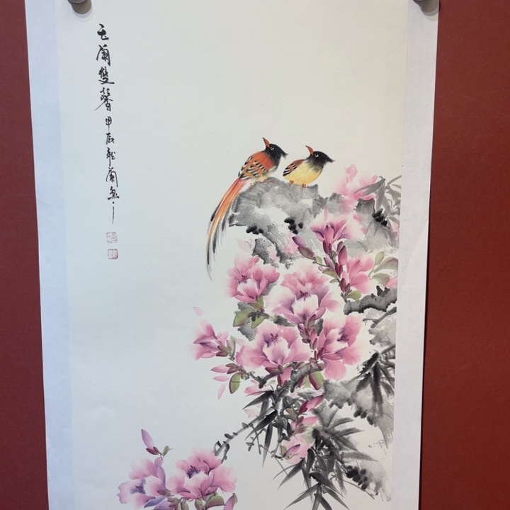 国画听兰花鸟老师