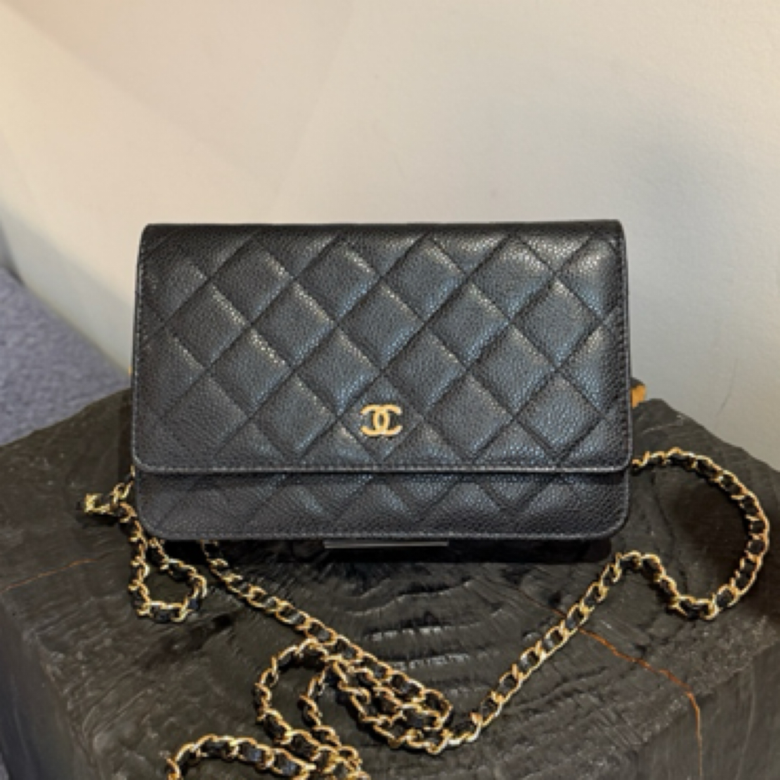 99新 Chanel/香奈儿 cf woc 发财woc 黑金荔枝牛 27开 单肩斜挎