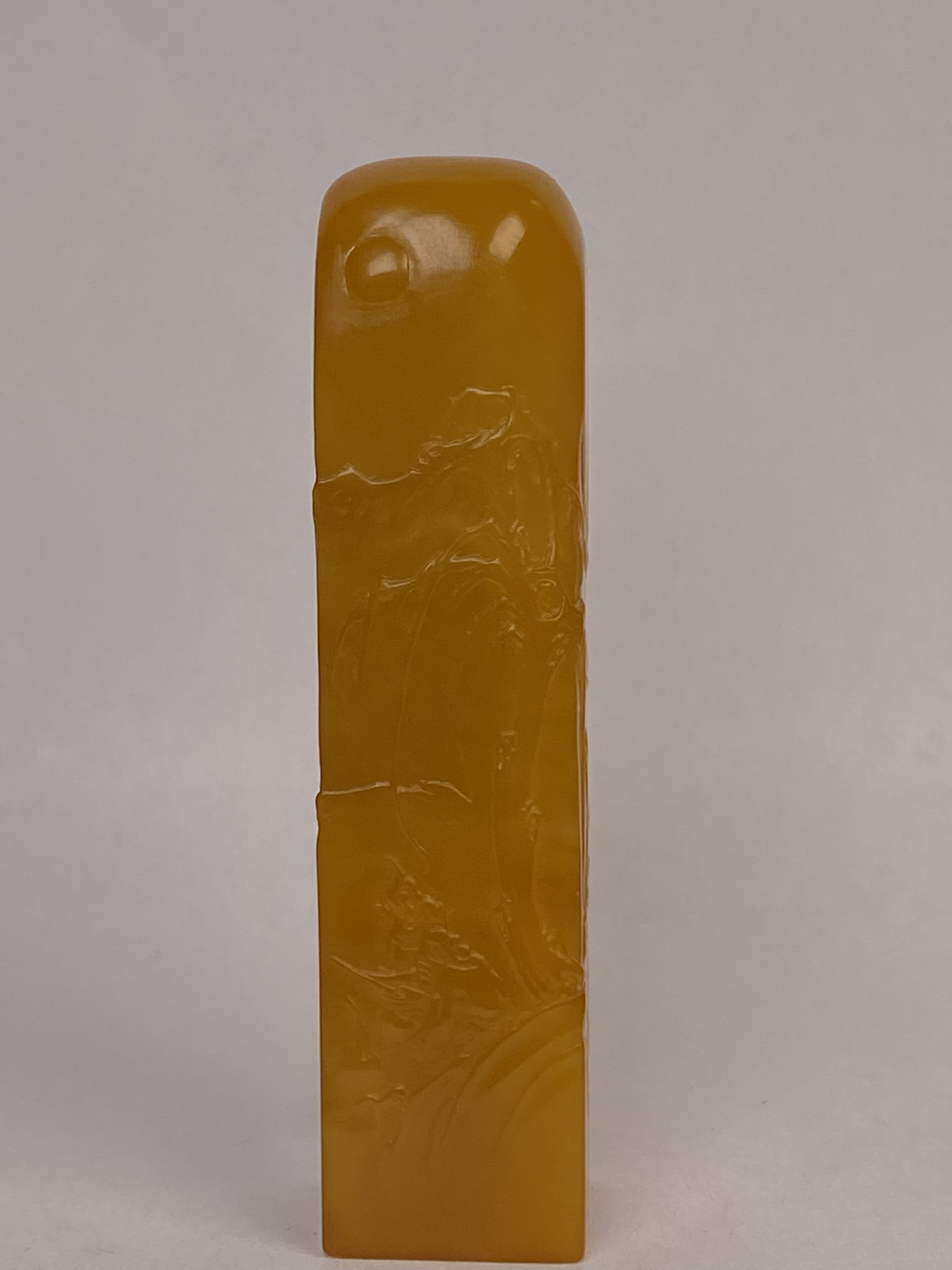 寿山石老性田黄冻印章柳荫问道萝卜丝枇杷黄55.8克7.5-1.8-1.6cm