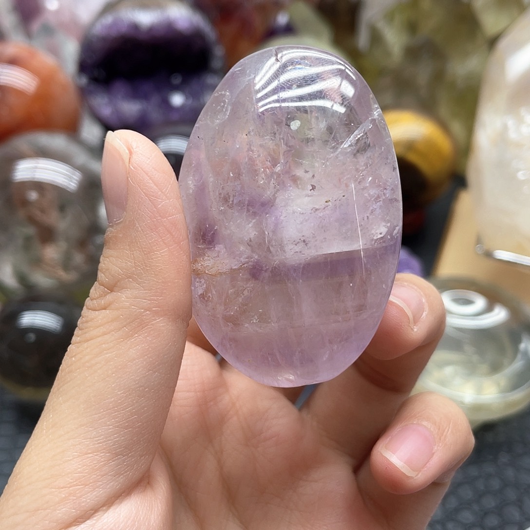 未镶嵌发晶珠宝半成品22紫手握