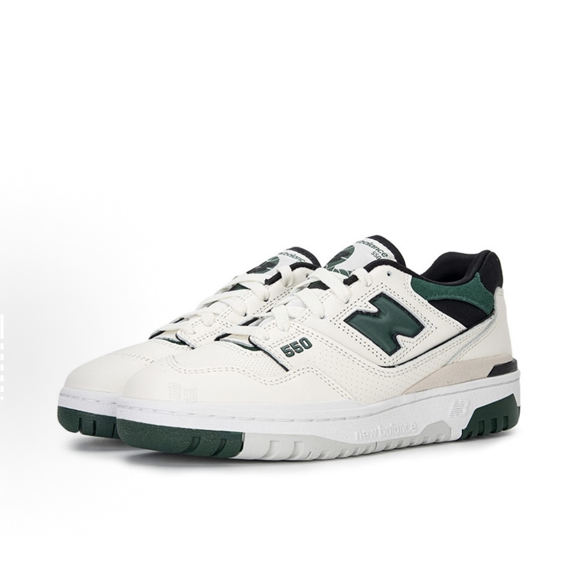 New Balance NB 550 防滑耐磨 低帮复古板鞋 白绿黑 微瑕 550WTG 