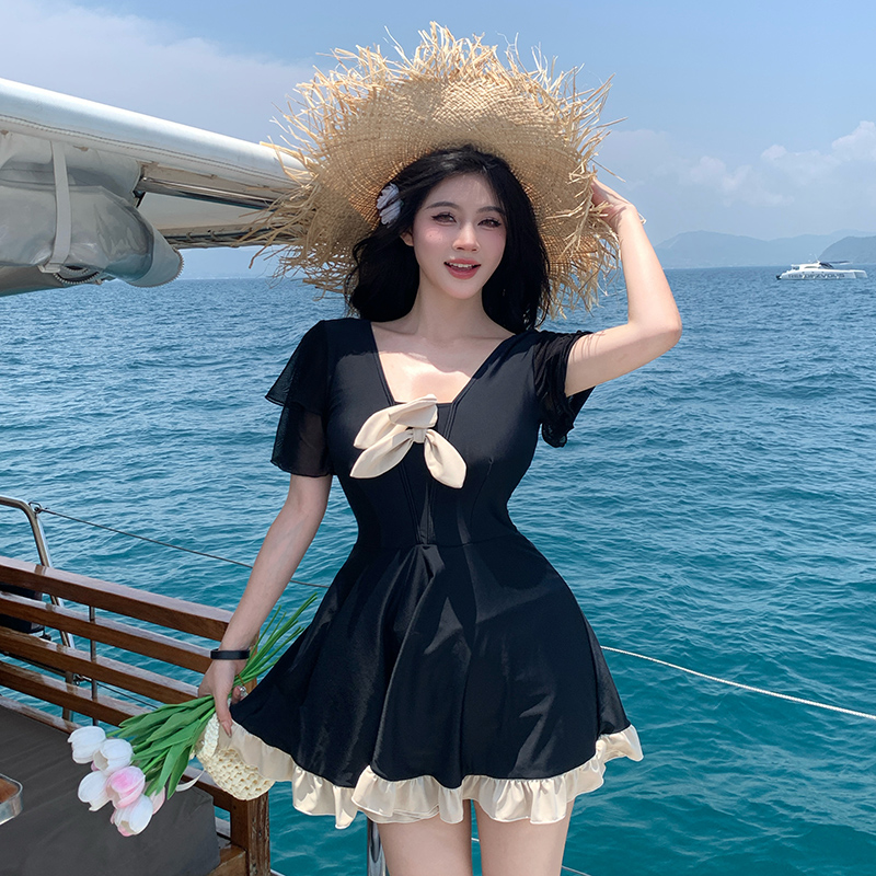 JX2025新款大码胖mm微胖女孩连体裙式泳衣显瘦遮肉保守款式泳装