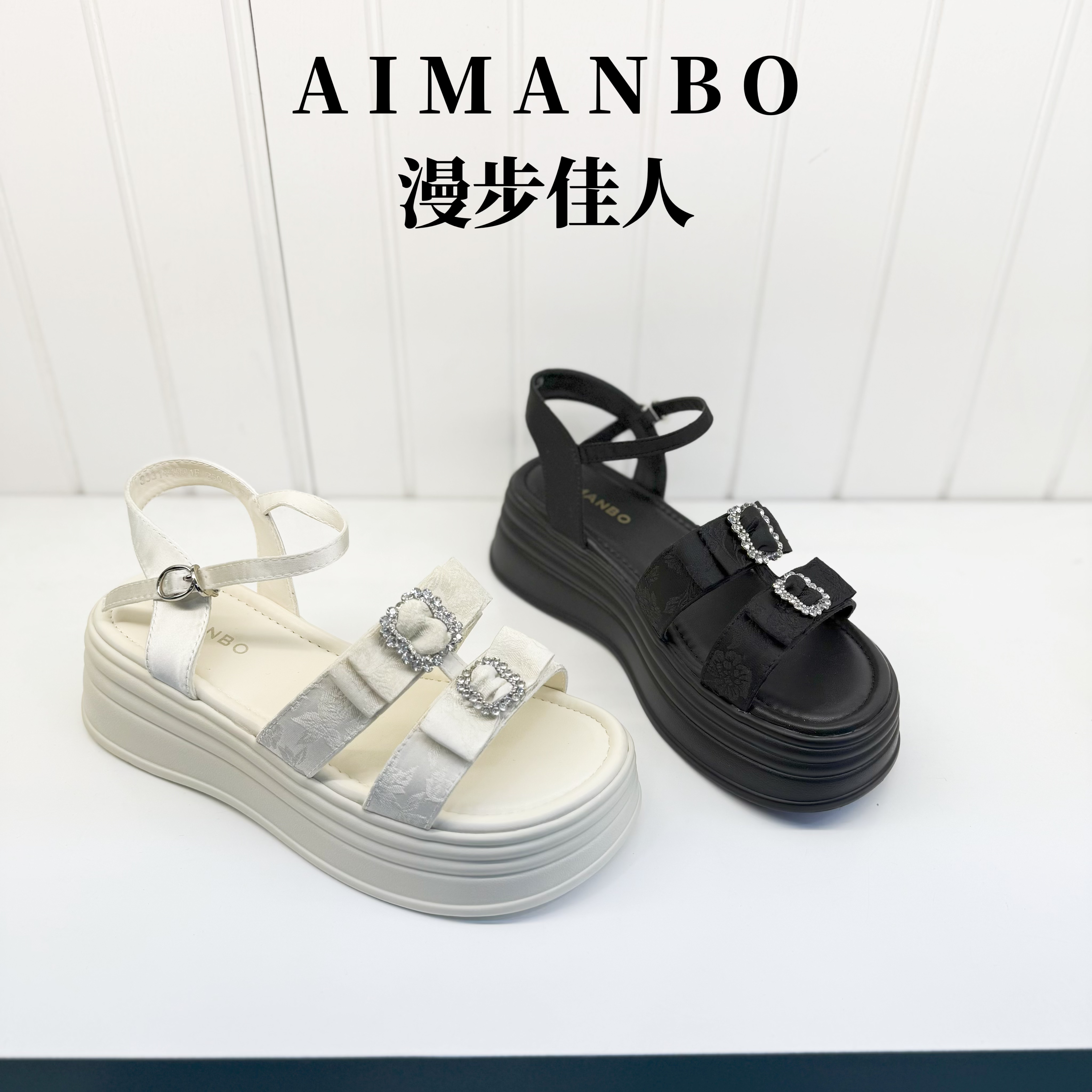 【漫步佳人】44501夏季新款国风厚底休闲凉鞋