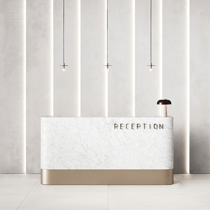 定制不锈钢吧台收银台轻奢高级感酒店服装店烤漆公司前台接待台