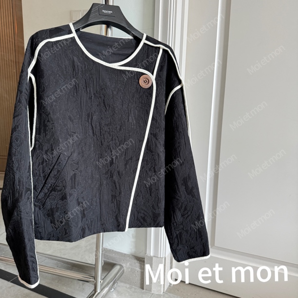 【Moi et mon】春季新款小众圆领时尚休闲复古外套印花长袖气质外套