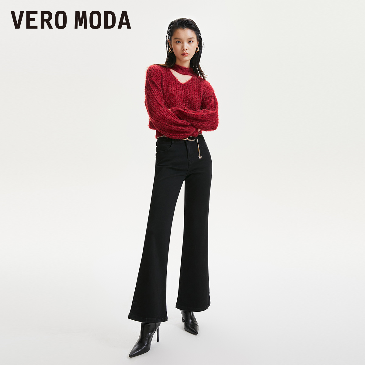 Vero Moda牛仔裤2025新款喇叭裤优雅复古百搭洋气显瘦休闲老钱风