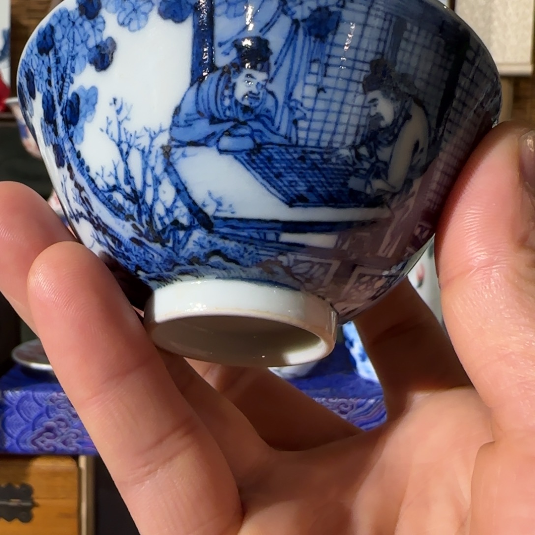 瓷手绘青花高士杯