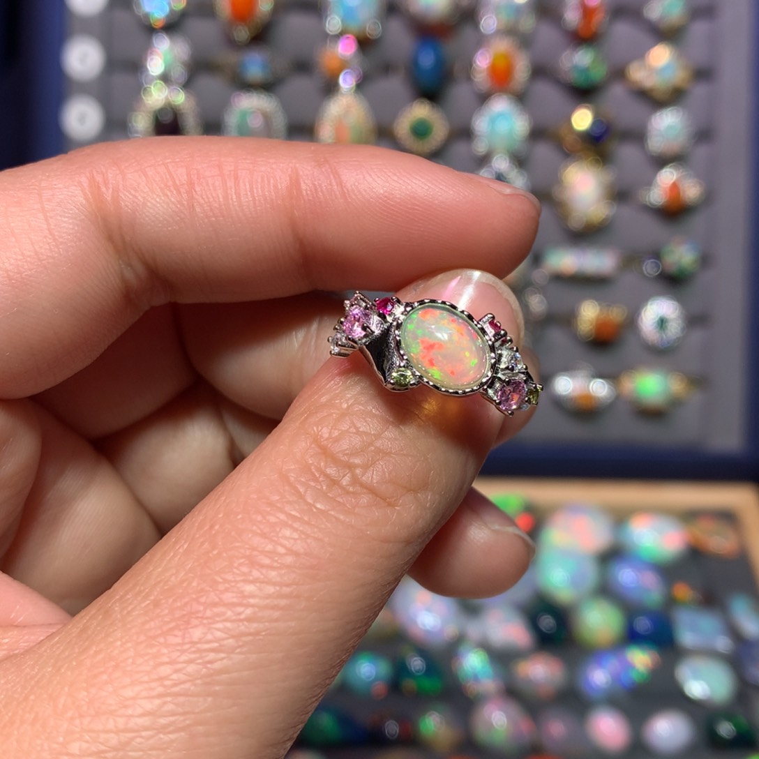 欧泊戒指款式银S925镶嵌