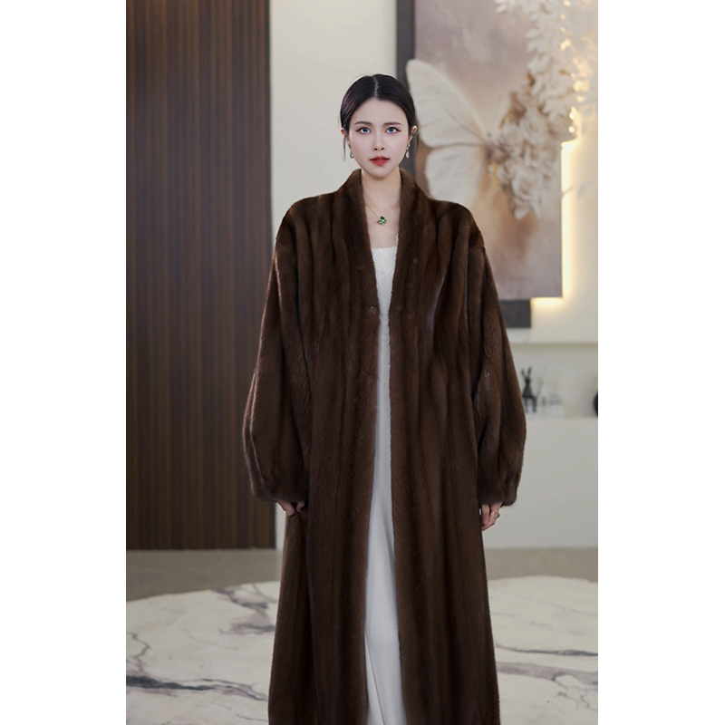 【考拉】V领全抽刀工艺长款天鹅绒短二休闲百搭水貂外套 2530