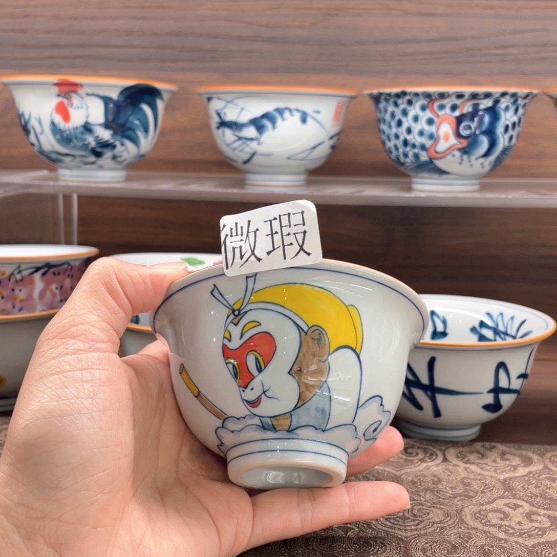 釉下手绘茶具微瑕