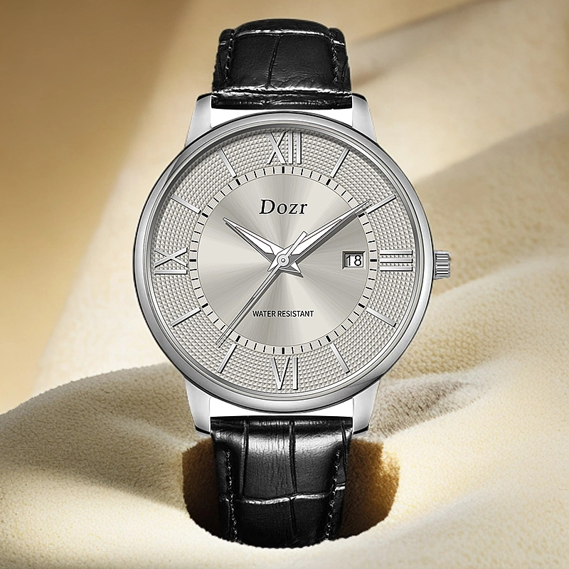 E【云仓现发】--DOZR极光灰皮--全新夜光防水商务手表-77