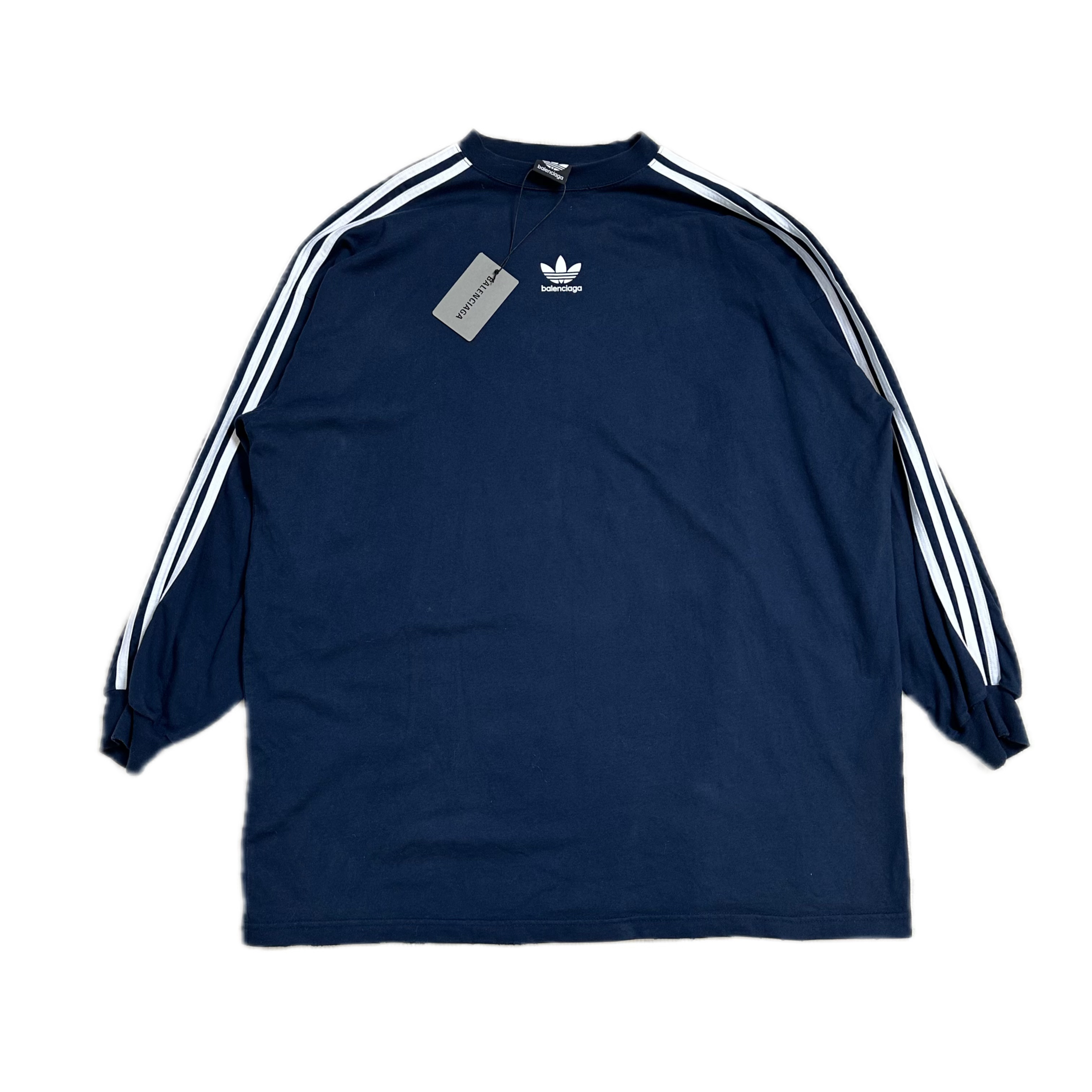 99新 Balenciaga/巴黎世家 巴黎世家藏青色三道杠打底长袖2码