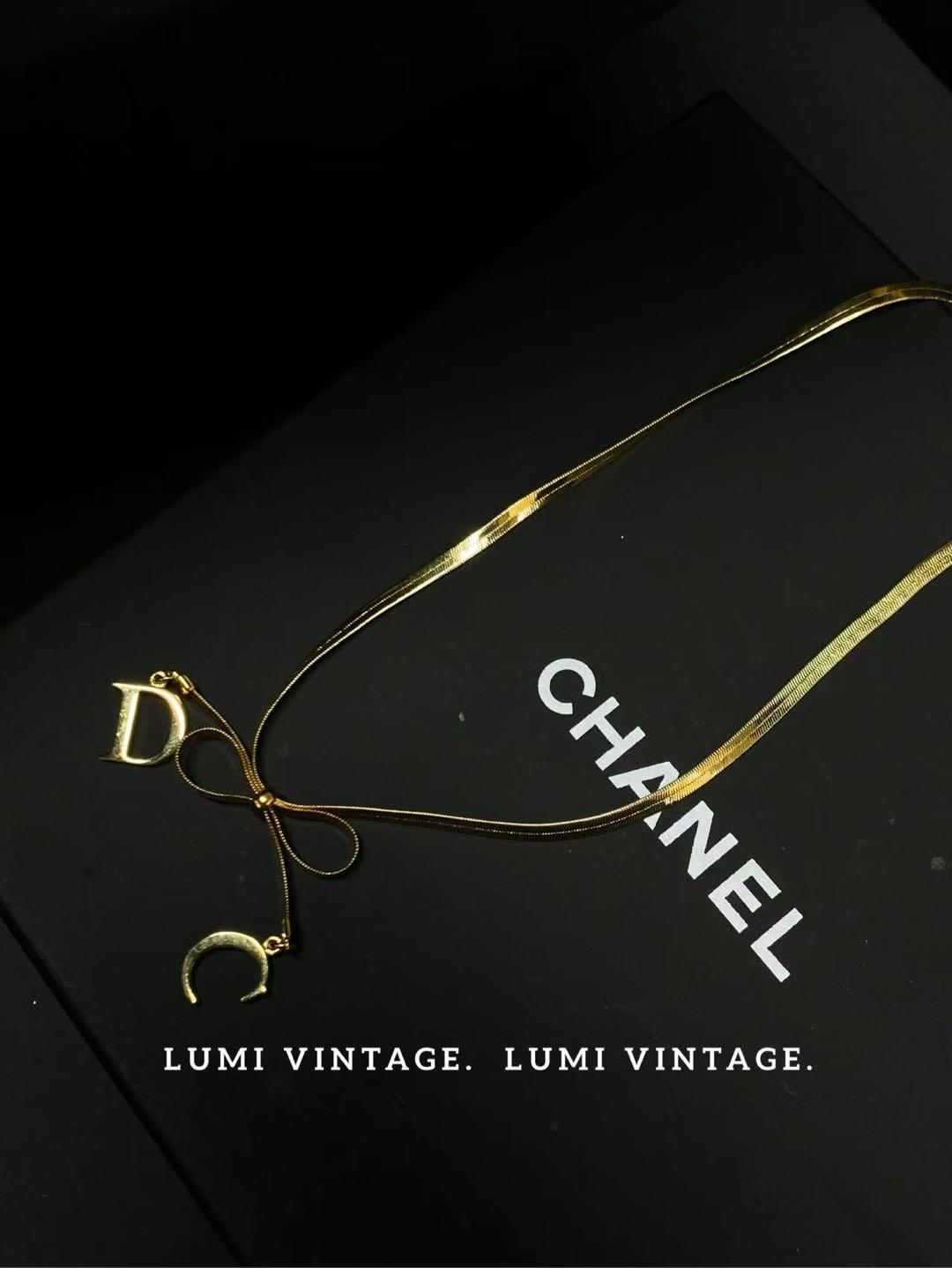 95新 DIOR/迪奥 金色小蝴蝶结项链80289345