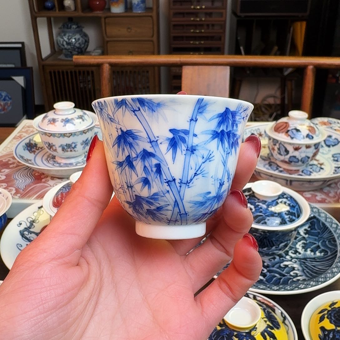 杯重工竹影杯纯手绘主人杯