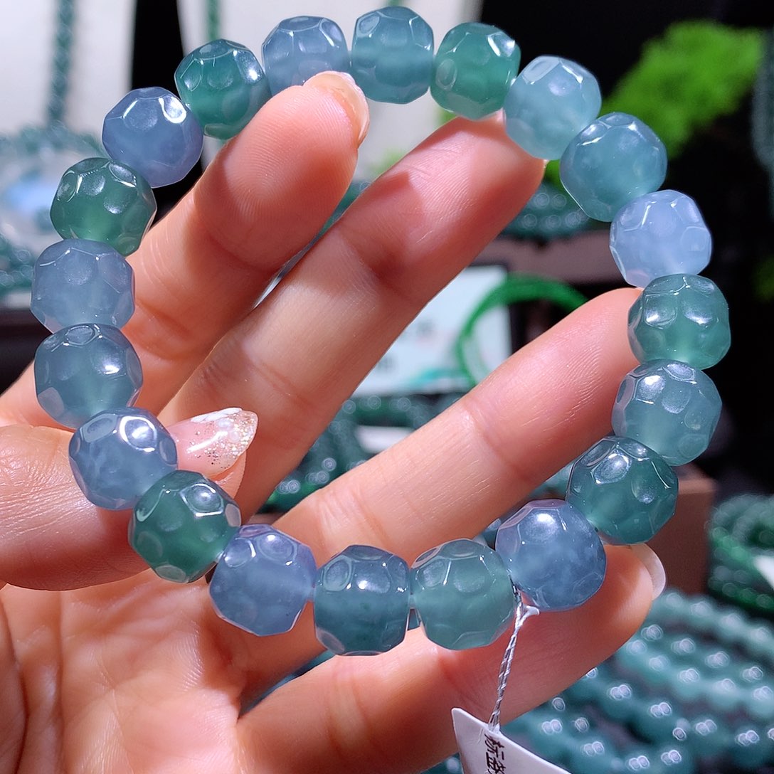 翡翠未镶嵌手链天然a货翡翠手串11+