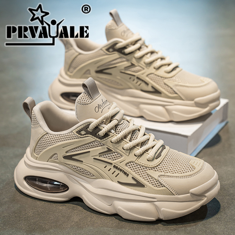 【裴罗尔】男鞋夏季2025新款透气百搭厚底青少年气垫运动鞋老爹潮鞋