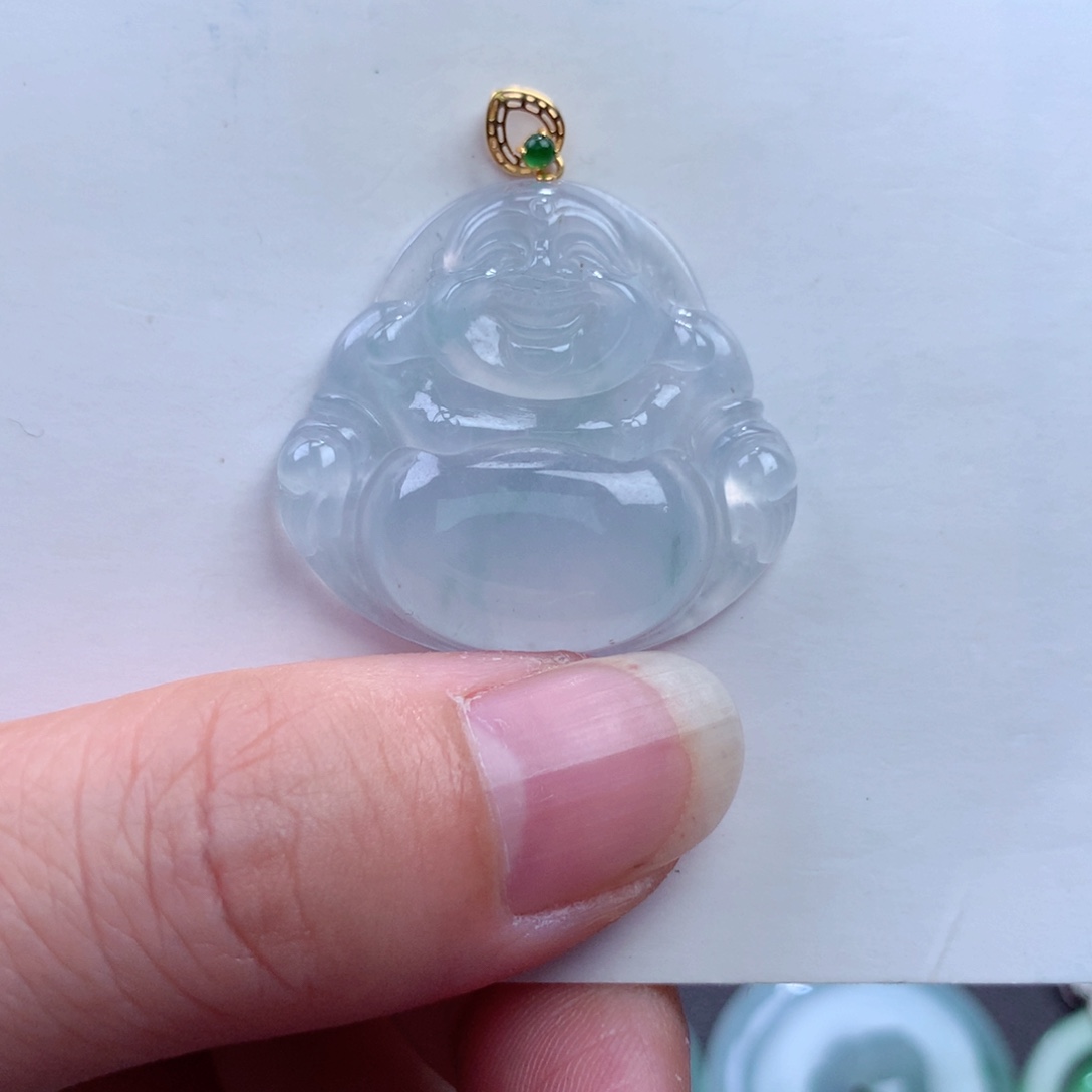 翡翠吊坠(不含链)18K金镶嵌