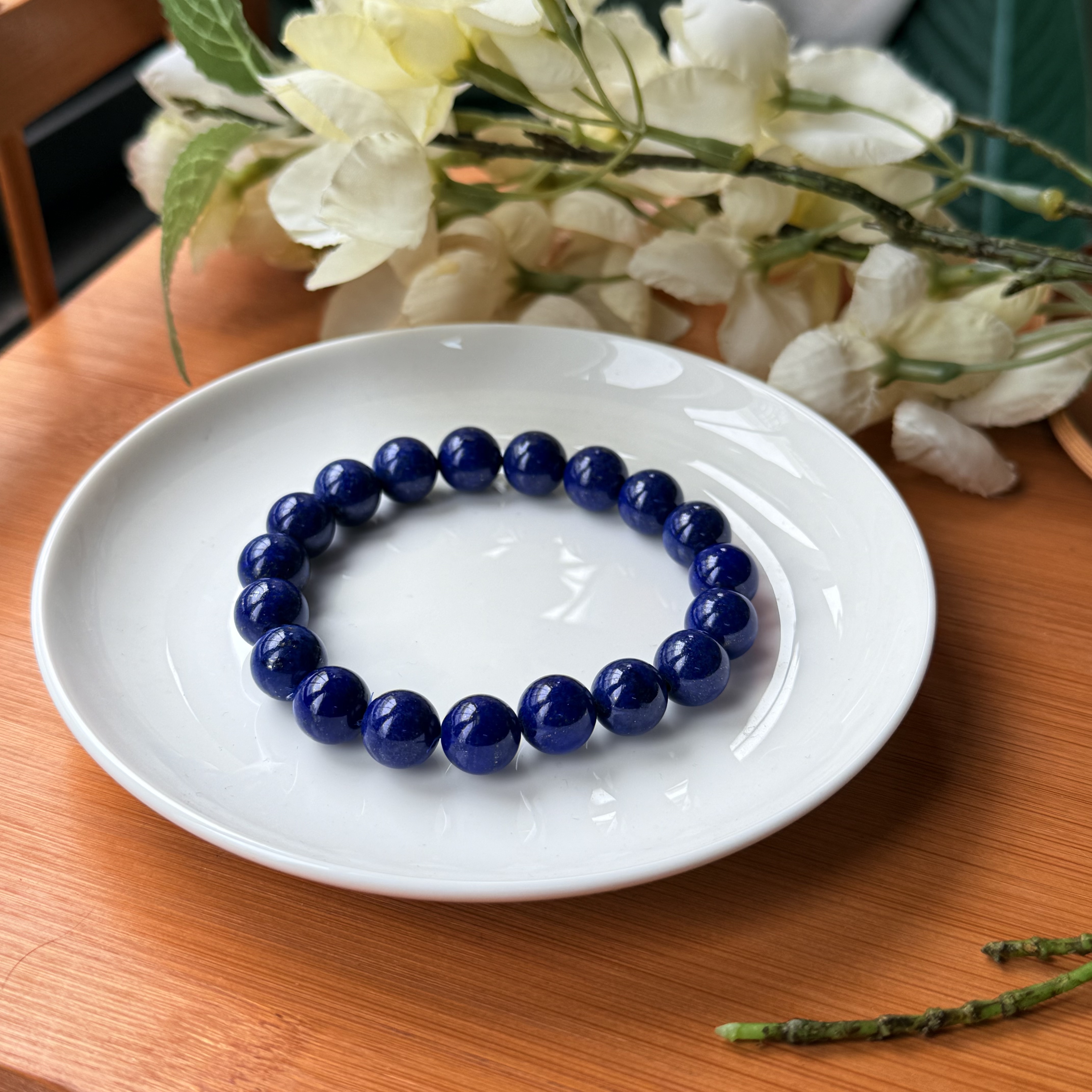 【珠宝厂长】约10mm+青金石圆珠单圈手串