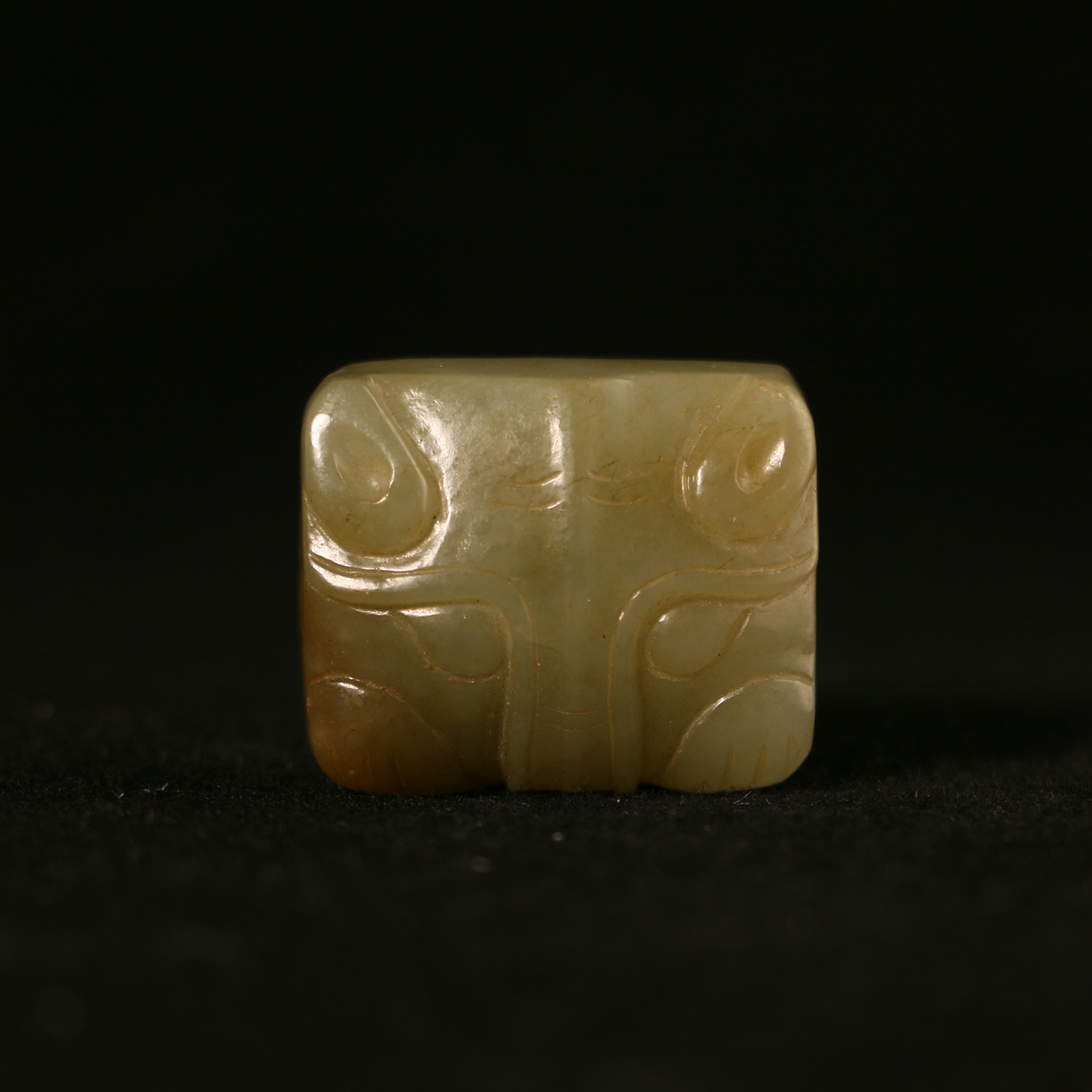 6Q10   清   和田玉兽面吊坠