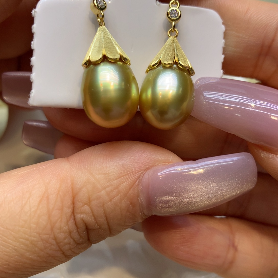 银S925镶嵌耳饰海水珍珠