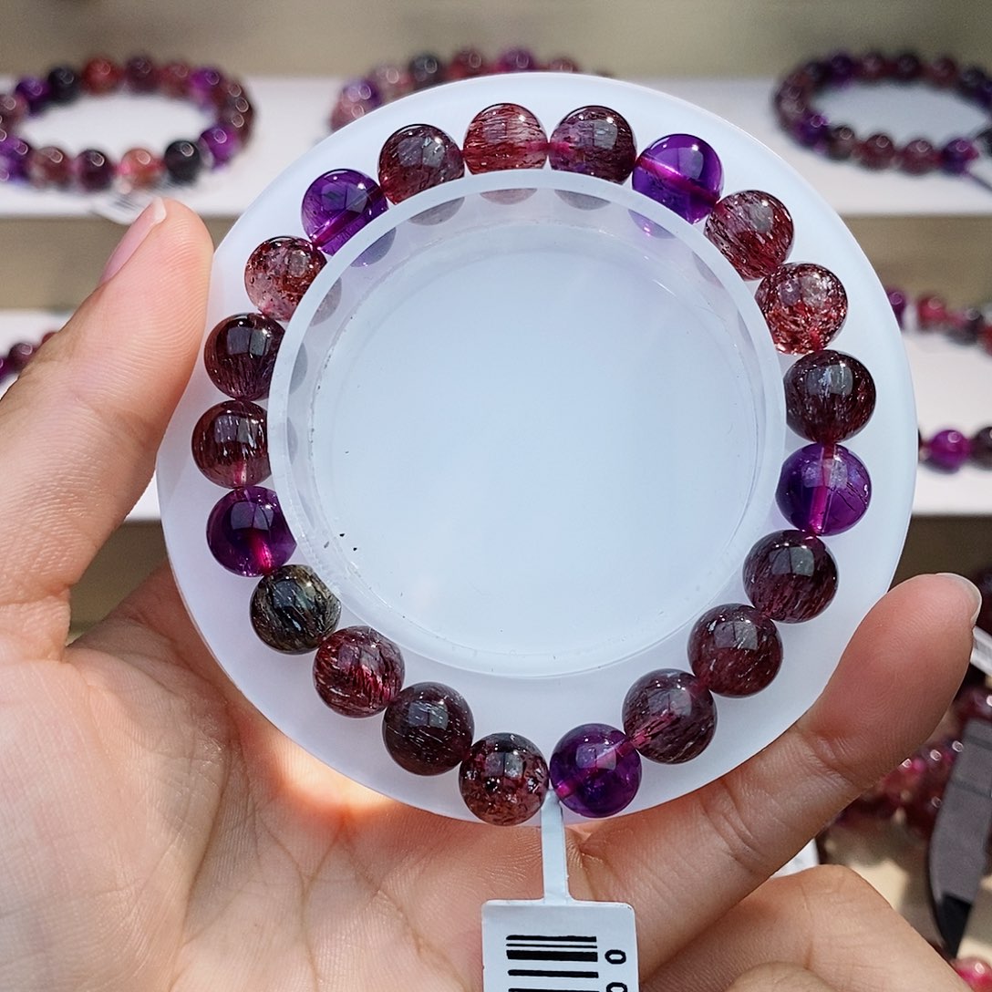 未镶嵌水晶手链黑加仑超七9+