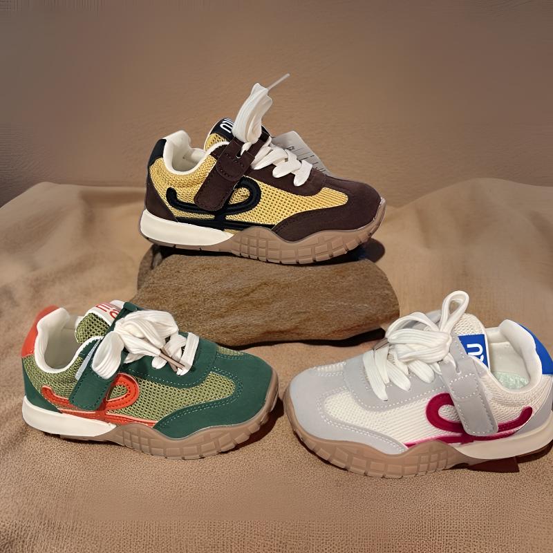 儿童双网和皮面防踢防撞男童女童时尚潮款百搭魔术贴运动鞋030