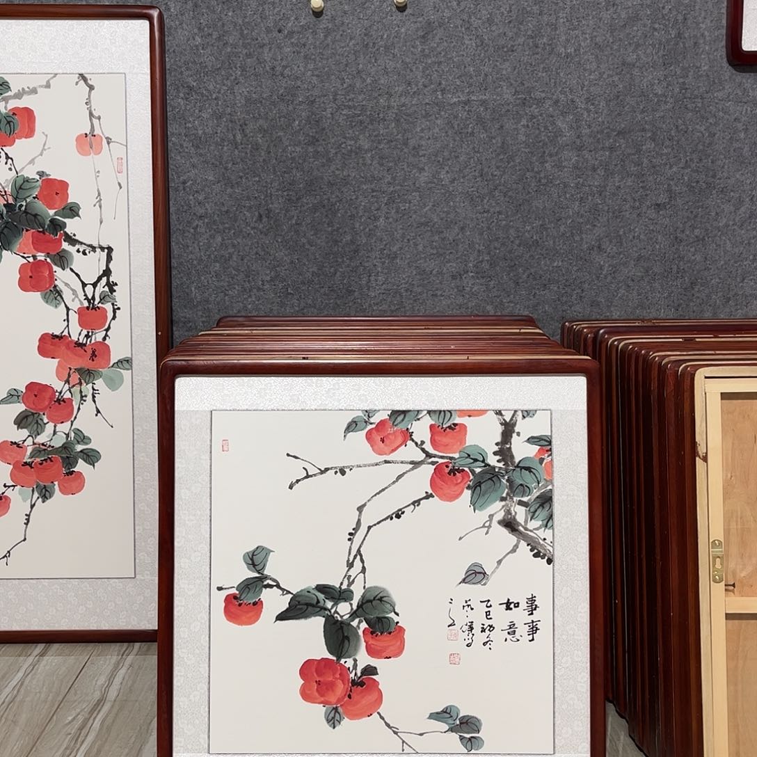 国画书画作品带框63×63