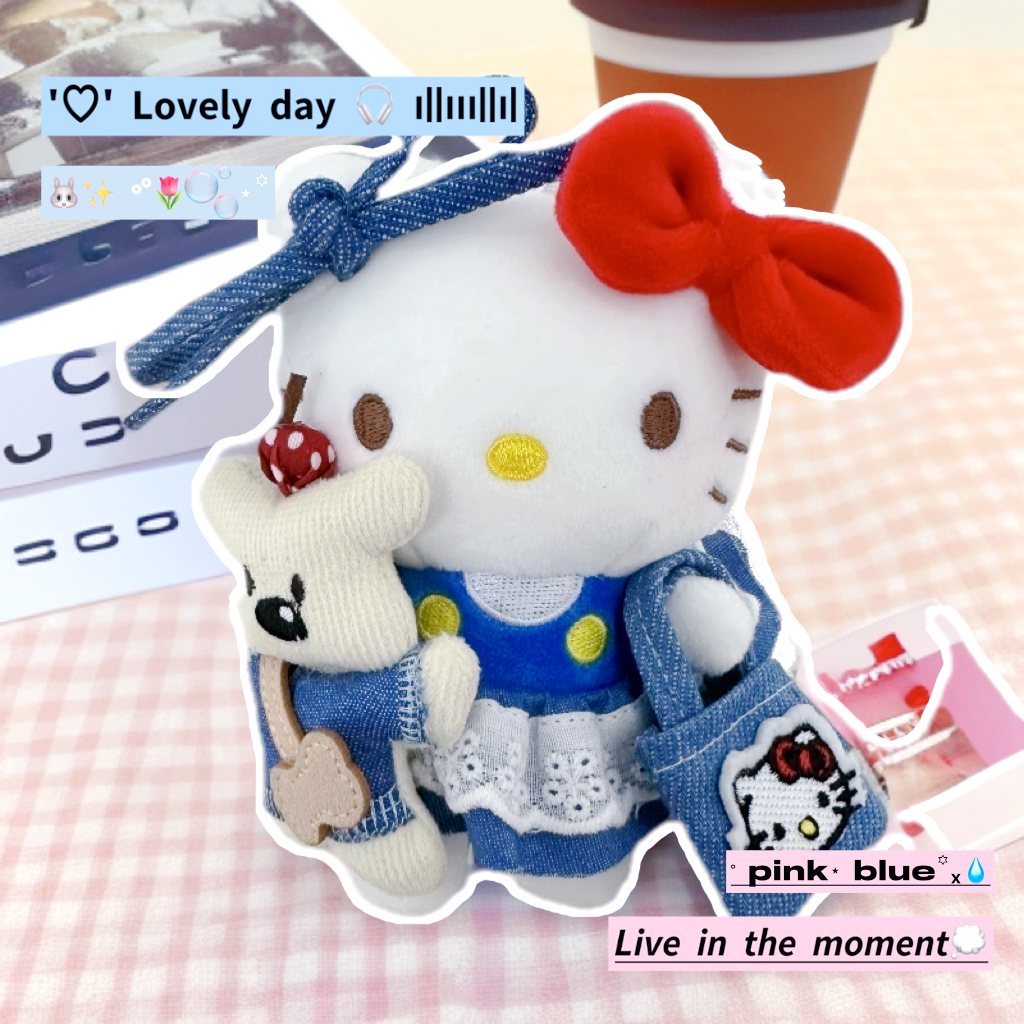 【新款】正版HelloKitty牛仔小熊kt包挂可爱玩偶挂件手工diy钥匙扣