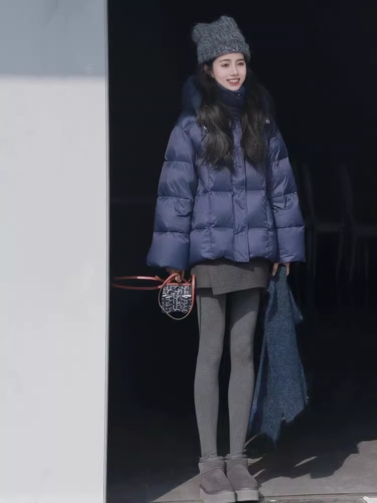 3872+3873韩系穿搭一整套装女大码胖mm时尚连帽棉服裙子两件套
