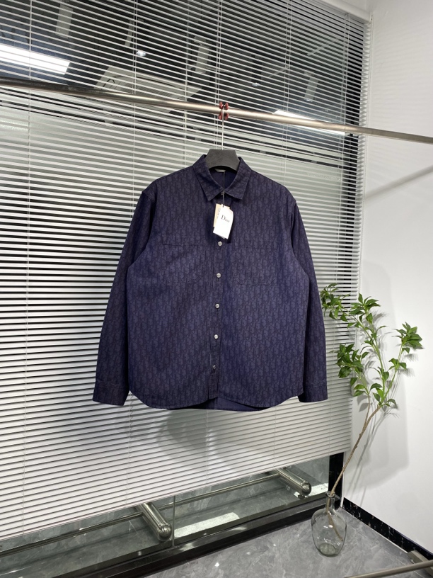 99新 DIOR/迪奥 oblique 满印牛仔衬衫 夹克 外套 41码 ko2279